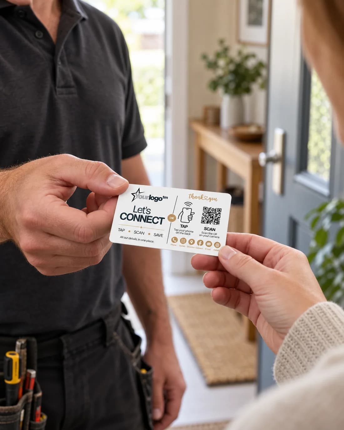 Tradespeople customer using a QRTAP product